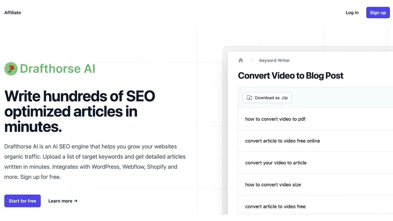 Drafthorse AI SEO Content Writer Review